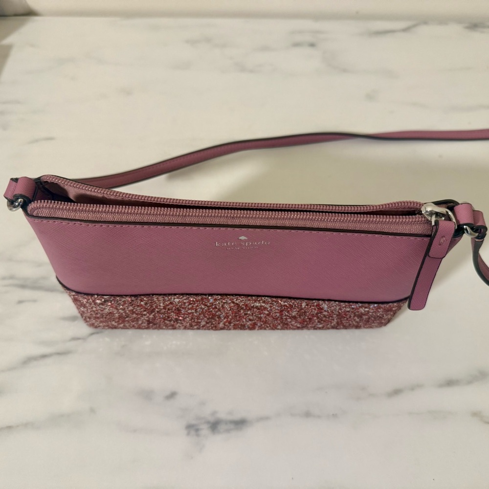 Kate Spade Greta Court Ramey Dusty Peony Glitter Crossbody - Picture 8 of 15